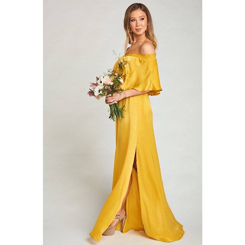 SMYM • NWT - Haciendas Maxi Dress, Mustard Sheen - small